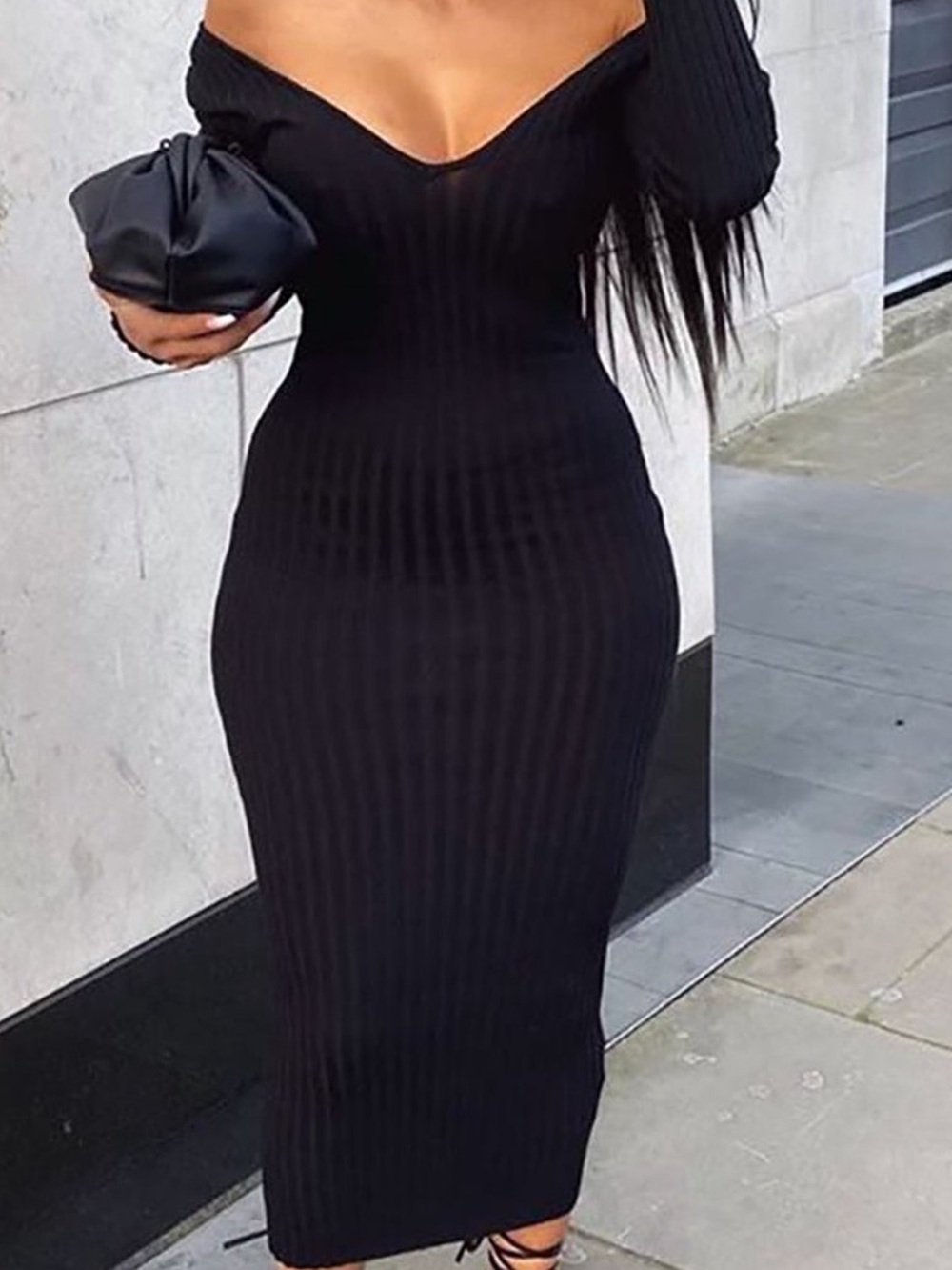 Black knit dress